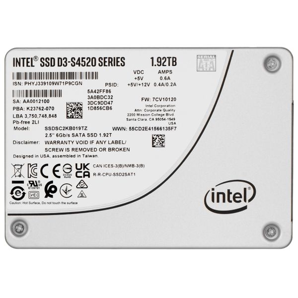 SSD накопичувач Solidigm (Intel) S4520 1.92TB SATA 2.5 (SSDSC2KB019TZ01)