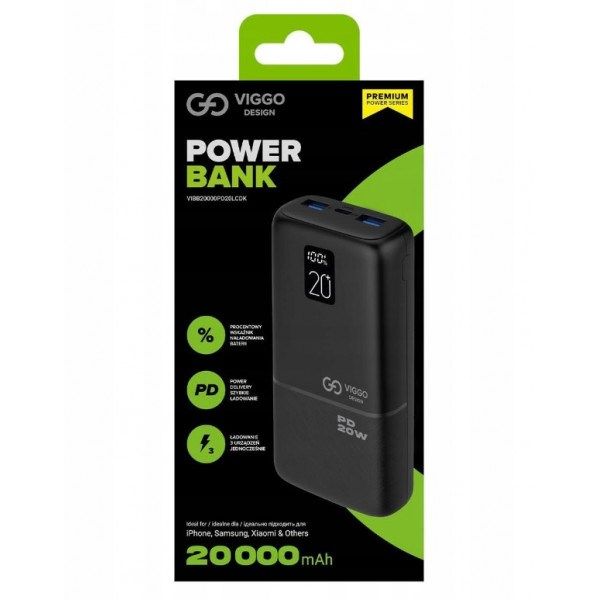 Зовнішній акумулятор (Power Bank) VEGA 20000mAh Black (032758)