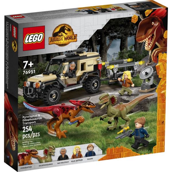Конструктор LEGO Jurassic World Перевозка пирораптора и дилофозавра (76951) 