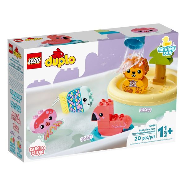Блоковий конструктор LEGO DUPLO Пригоди в ванній: плавучий острів для звірів (10966)