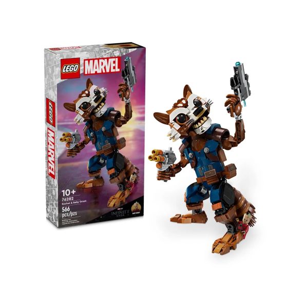 Блочный конструктор LEGO Marvel Avengers Ракета й малюк Ґрут (76282)