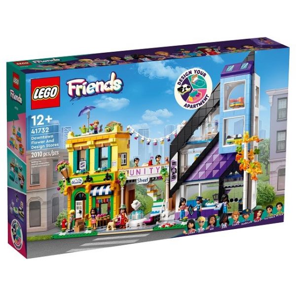 Блоковий конструктор LEGO Friends Квіткові та дизайнерські крамниці у центрі міста (41732)