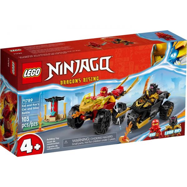 Конструктор LEGO Ninjago Автомобільна й байкова битва Кая і Раса (71789)