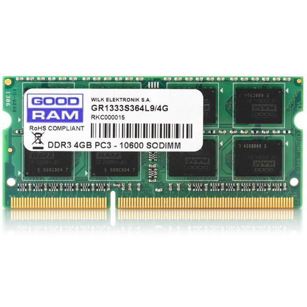 Оперативна пам'ять GoodRam 4 GB SO-DIMM DDR3 1600 MHz (GR1600S364L11S/4G)