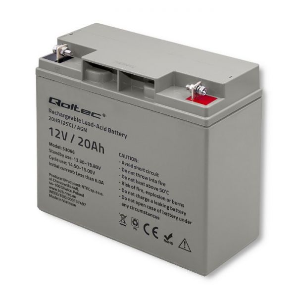 Аккумулятор для ИБП QOLTEC AGM 12V | 20AH | MAX.300A (53066)