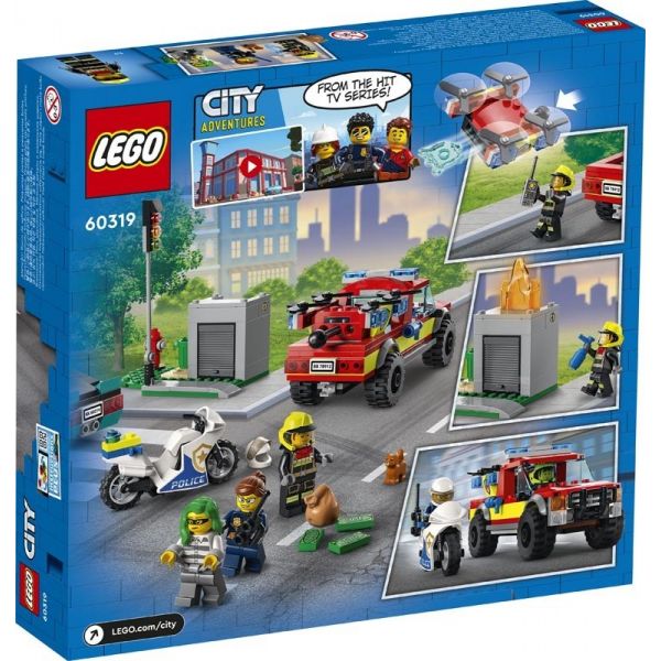 Блочный конструктор LEGO City Пожарная бригада и полицейская погоня (60319)